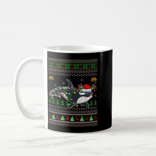 オルカホエールアグリーなクリスマスセーターサンタシーアニマ コーヒーマグカップ (左)