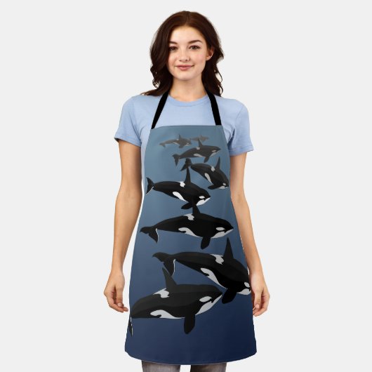 オルカホエールエプロンキラーホエールアートエプロン&ギフツ エプロン (着用した状態)