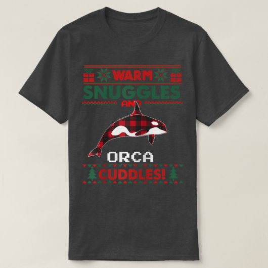 オルカホエールクリスマスパジャマ醜いクリスマススススススススウェート Tシャツ (デザイン正面)