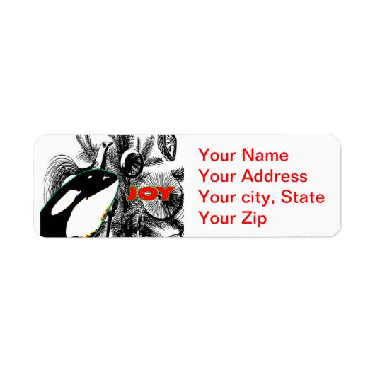 オルカホエールクリスマス差出人住所シール ラベル (正面)