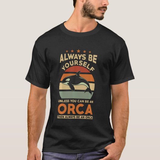 オルカホエールズ常時あなた自身のレトロオルカ Tシャツ (正面)