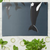 オルカホエールタオルキラーホエールディッシュタオル&デコール キッチンタオル (折り畳み)