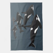 オルカホエールタオルキラーホエールディッシュタオル&デコール キッチンタオル (縦)