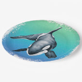 オルカホエールティール（緑がかった色）結晶 ペーパープレート (アングル)