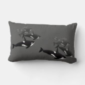 オルカホエールピローキラーホエールアート装飾用クッション ランバークッション (裏面)