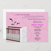 オルカモバイルガールクリブフラットベビーシャワー招待状 招待状 (正面/裏面)