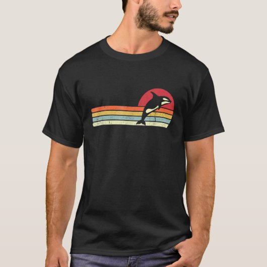 オルカレトロスタイルキラー救ホエールザクジラ Tシャツ (正面)
