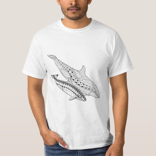 オルカ及びベビー大人カラーリングシャツ Tシャツ (正面)
