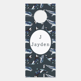 オルカ男の赤ちゃんティール（緑がかった色） ドアノブサイン