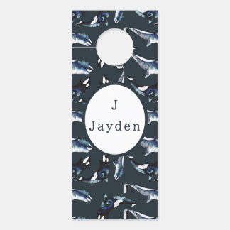 オルカ男の赤ちゃんティール（緑がかった色） ドアノブサイン