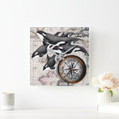 オルカ航海のコンパス スクエア壁時計 (ホーム)