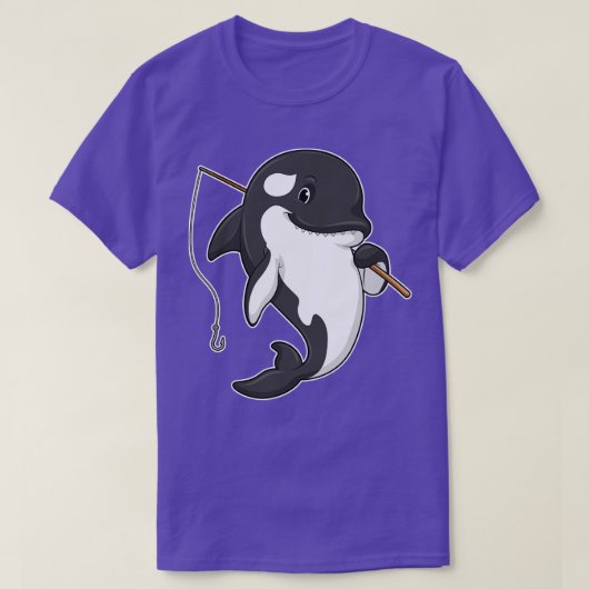 オルカ・アス・フィッシャー魚釣り棒 Tシャツ (デザイン正面)
