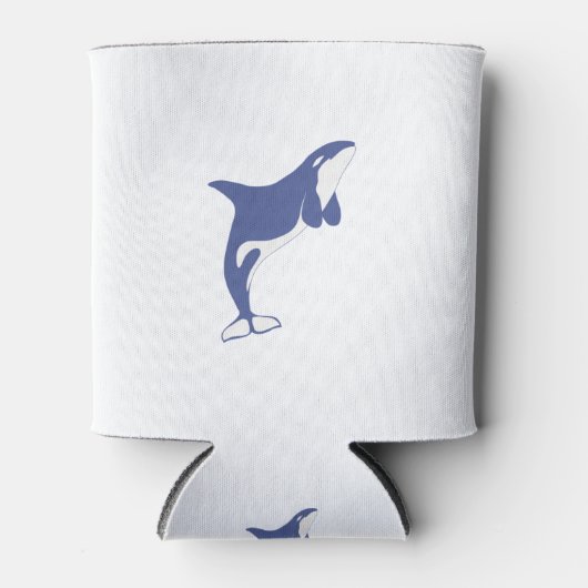 オルカ – キラークジラ – 青 – おもしろい動物 缶クーラー (正面)