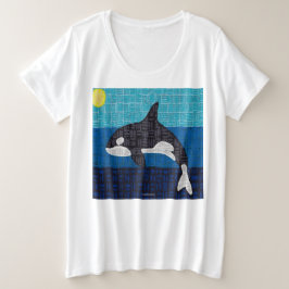 オルカ(白) - 女性用プラスサイズTシャツ プラスサイズTシャツ