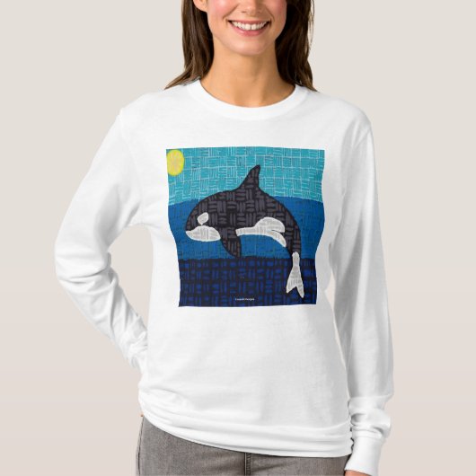 オルカ(白) - 女性用長袖Tシャツ Tシャツ (正面)