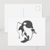 オルカ as 漁師 釣り竿付き ポストカード (正面/裏面)