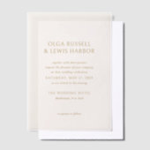 オルガアイボリー及び金ゴールドモダン結婚ズ ベラム紙招待状 (オフセット)