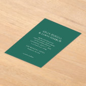 オルガエメラルドグリーンモダン結婚ズ アクリル招待状 (レイダウン)