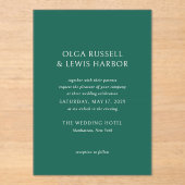 オルガエメラルドグリーンモダン結婚ズ アクリル招待状 (正面)