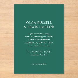 オルガエメラルドグリーンモダン結婚ズ アクリル招待状