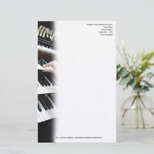 オルガニストまたは教会ミュージシャンのレターヘッド 便箋 (スタンド正面)
