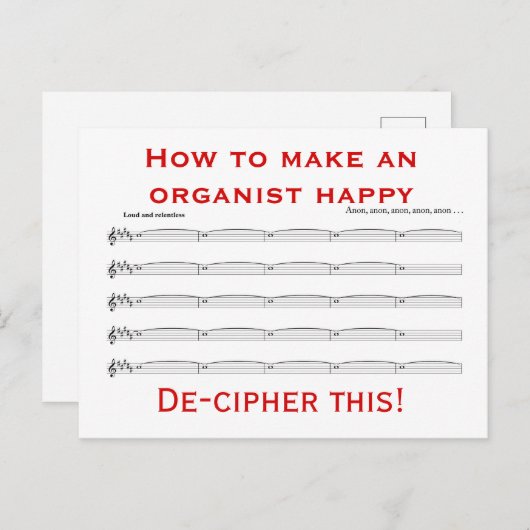 オルガニスト向けハガキの作り方 ポストカード (正面/裏面)