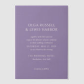 オルガパープルモダン結婚ズ ベラム紙招待状 (正面)