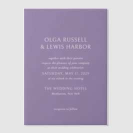 オルガパープルモダン結婚ズ ベラム紙招待状