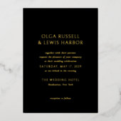 オルガブラックと金ゴールドモダン結婚ズ 箔招待状 (正面)