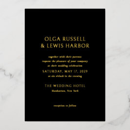 オルガブラックと金ゴールドモダン結婚ズ 箔招待状