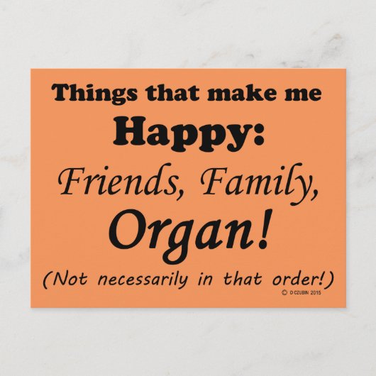 オルガンで幸せになる ポストカード (正面)