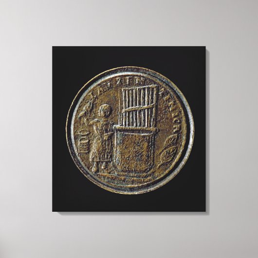 オルガンを描いたローマの貨幣 キャンバスプリント (正面)