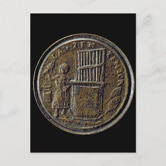 オルガンを描いたローマの貨幣 ポストカード (正面)