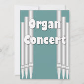 オルガンコンサートの招待ティール(緑がかった色)パイプ 招待状 (正面)