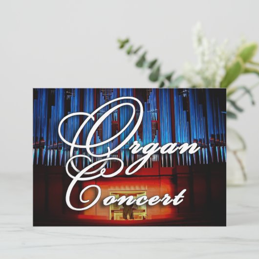 オルガンコンサートの招待-青いファサードの風景 招待状 (スタンド正面)