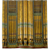 オルガンパイプの緑と金ゴールドシャワーカーテン シャワーカーテン (正面)