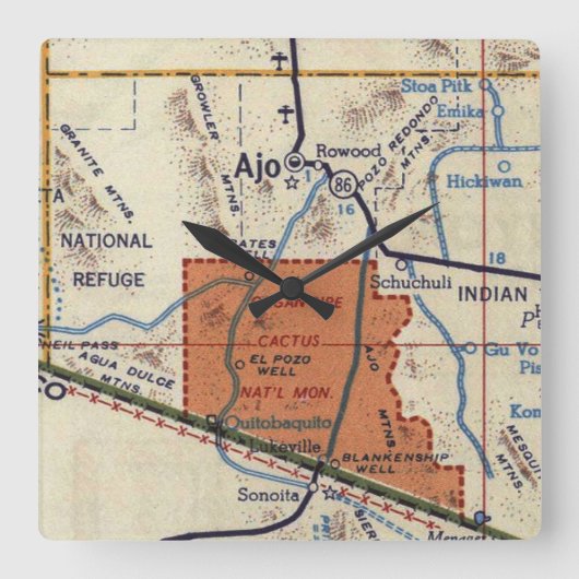 オルガンパイプサボテン国立記念物 スクエア壁時計 (正面)