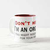 オルガン奏者のマグに当らないで下さい ツートーンマグカップ (正面左)