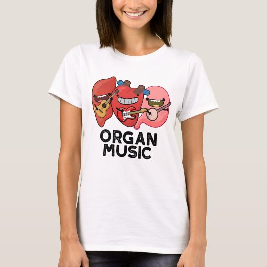 オルガン音楽おもしろい解剖学体Parts Pun Tシャツ (正面)
