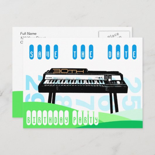 オルガン30歳の誕生日パーティー保存日 案内ポストカード (正面/裏面)