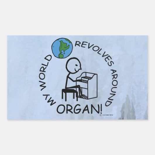 オルガン – ワールドのまわりに回転シール 長方形シール (正面)