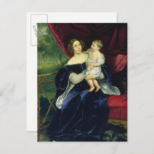 オルガ・イワノヴナ・オルロフ伯爵夫人と娘 ポストカード (正面/裏面)