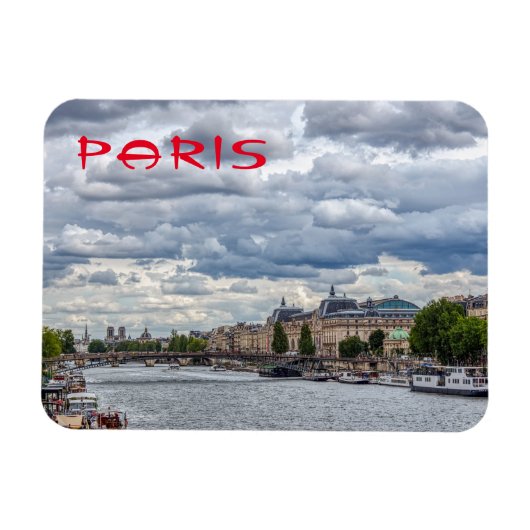 オルセー川とセーヌ川 – パリ，フランス マグネット (横)