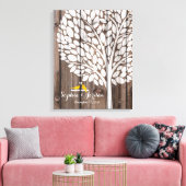 オルタナ結婚スのゲストブックのハートツリー黄色 キャンバスプリント (インサイチュ (リビング))