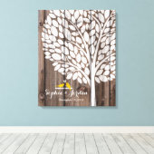 オルタナ結婚スのゲストブックのハートツリー黄色 キャンバスプリント (インサイチュ (ウッドフロア))