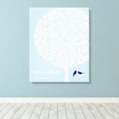 オルタナ結婚スのゲストブックハートツリー海軍 キャンバスプリント (インサイチュ (ウッドフロア))