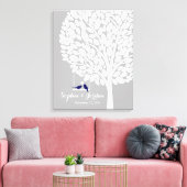 オルタナ結婚スのゲストブックハートツリー海軍 キャンバスプリント (インサイチュ (リビング))