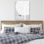 オルタナ結婚スのゲストブックハートツリー海軍 キャンバスプリント (インサイチュ (寝室))