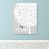 オルタナ結婚スのゲストブックハートツリー海軍 キャンバスプリント (インサイチュ (ウッドフロア))