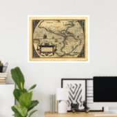 オルテリアスによる西半球の地図1570 ポスター (ホームオフィス)